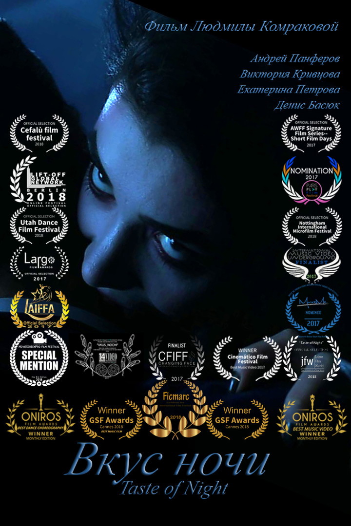 Poster for Taste of Night, a 2017 Music short film, directed by Liudmila Komrakova, on The Short Film Show