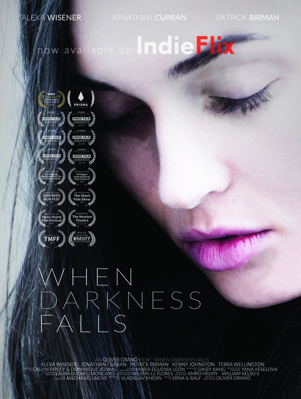 Poster for When Darkness Falls, a 2018 Romance short film, directed by Oliver Granö, on The Short Film Show