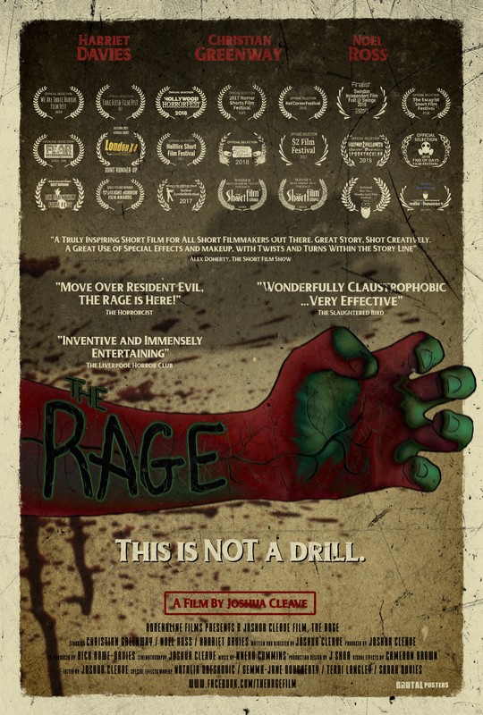 Poster for The Rage, a 2017 Horror short film, directed by Joshua Cleave, on The Short Film Show