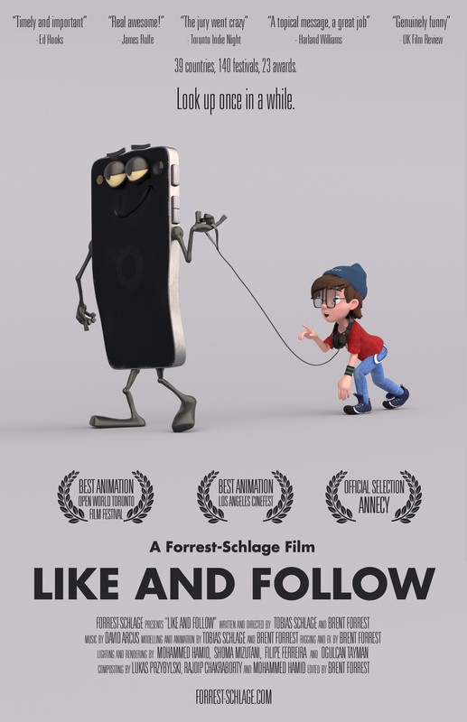 Poster for Like and Follow, a 2019 Comedy short film, directed by Forrest Schlage, on The Short Film Show