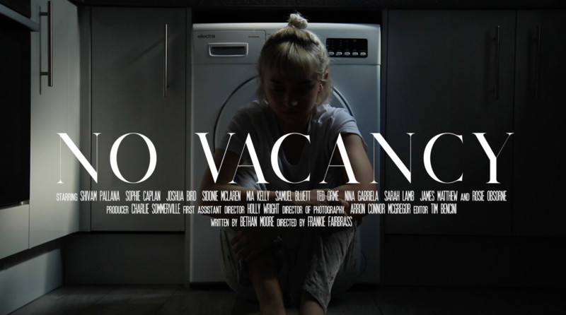 Poster for No Vacancy, a 2019 Horror short film, directed by Frankie Fairbrass, on The Short Film Show