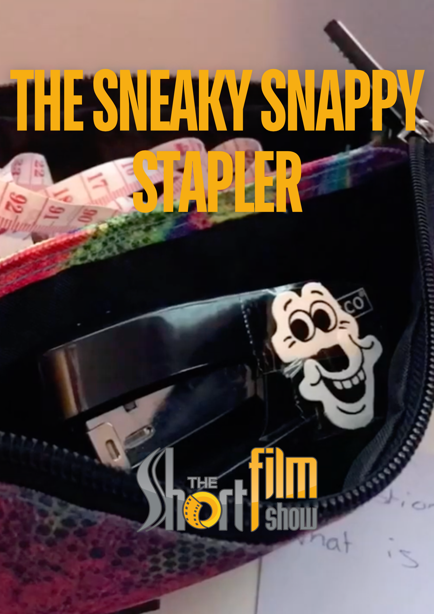 Poster for The Sneaky Snappy Stapler, a 2019 Comedy short film, directed by Tilly Jones, on The Short Film Show