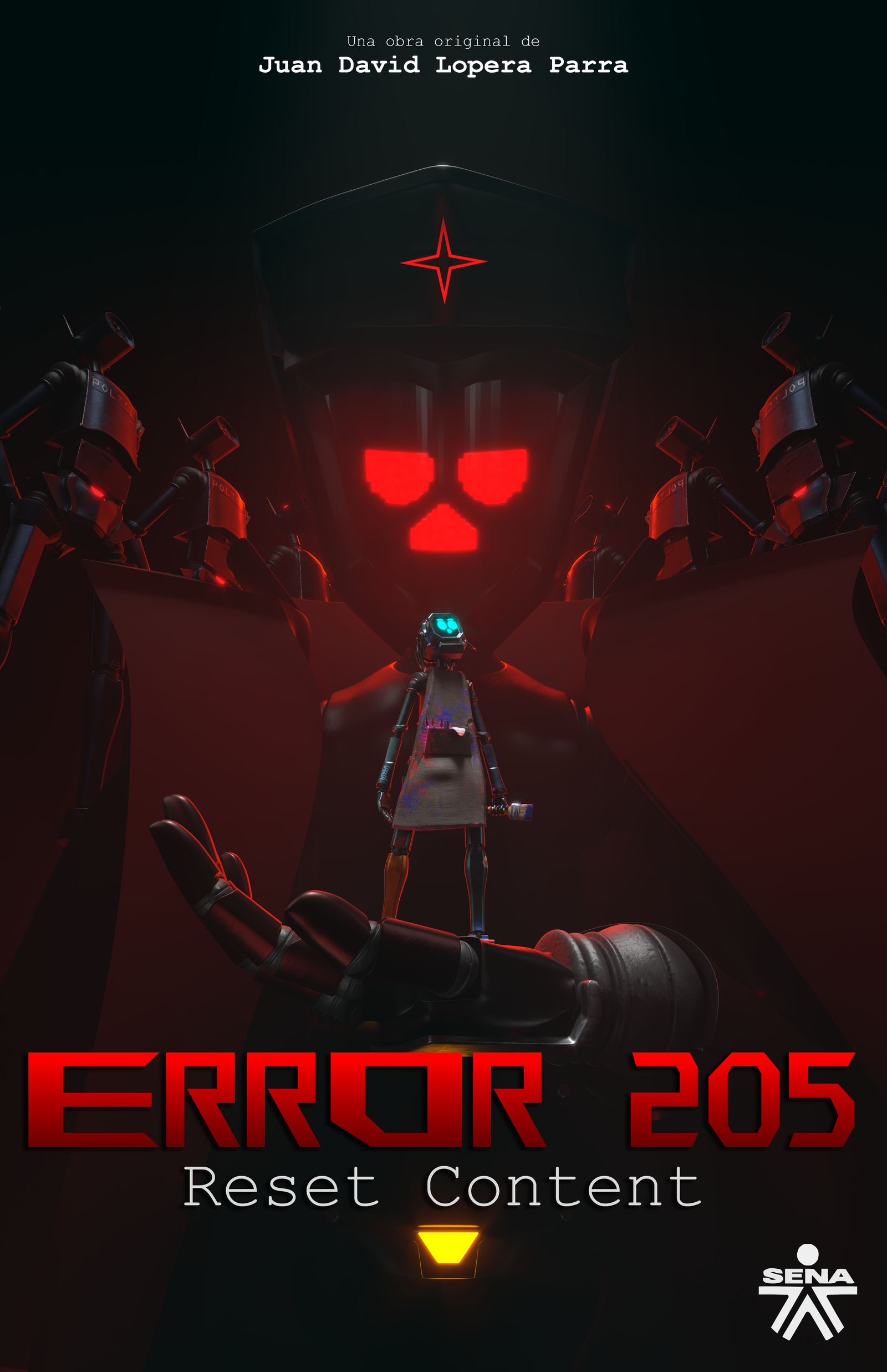 Poster for ERROR 205 Reset Content, a 2024 Thriller short film, directed by Juan David Lopera Parra, on The Short Film Show