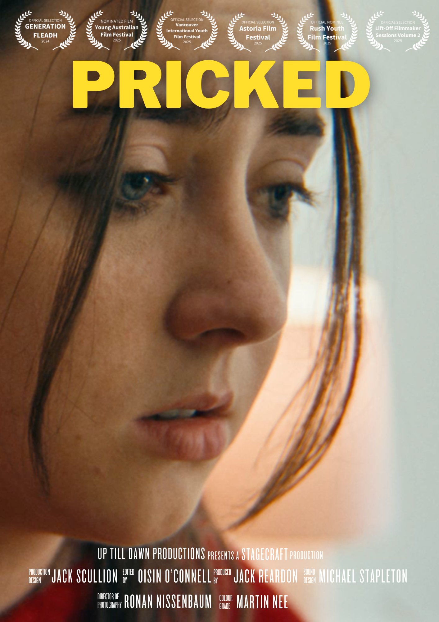 Poster for PRICKED, a 2024 Drama short film, directed by Jack Reardon, on The Short Film Show