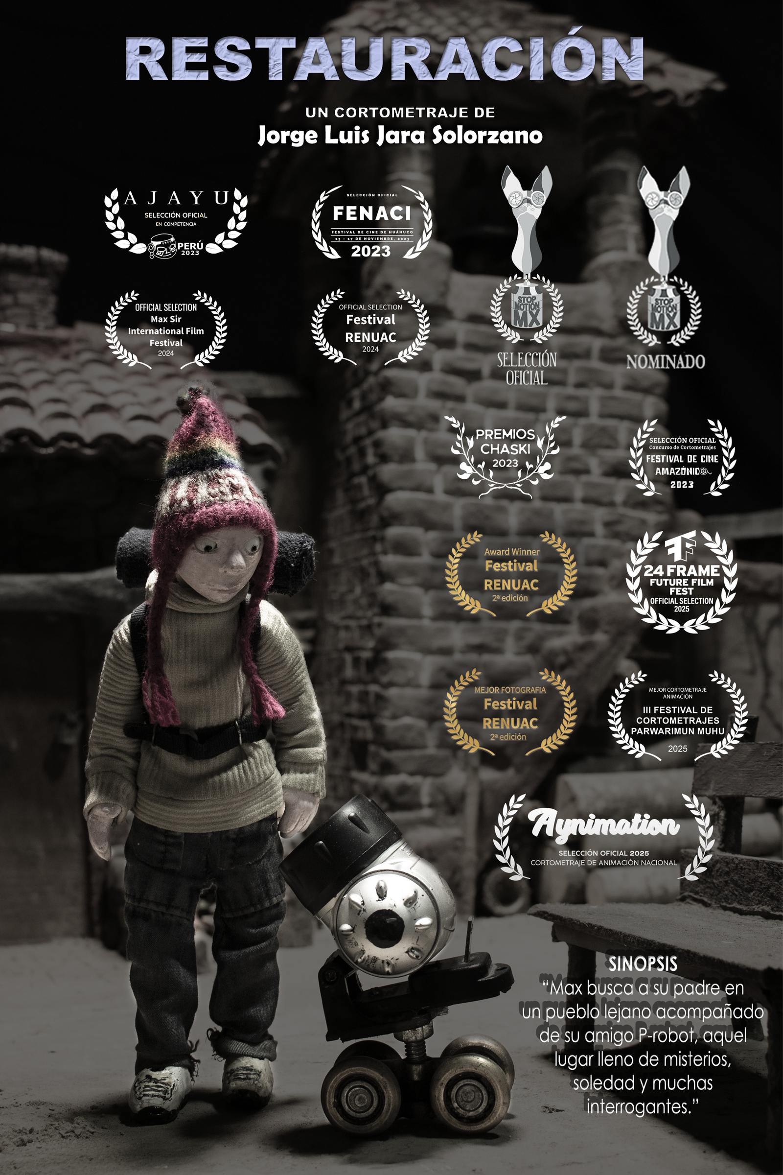 Poster for RESTORATION, a 2023 Stop Motion short film, directed by Jorge Luis Jara Solorzano, on The Short Film Show