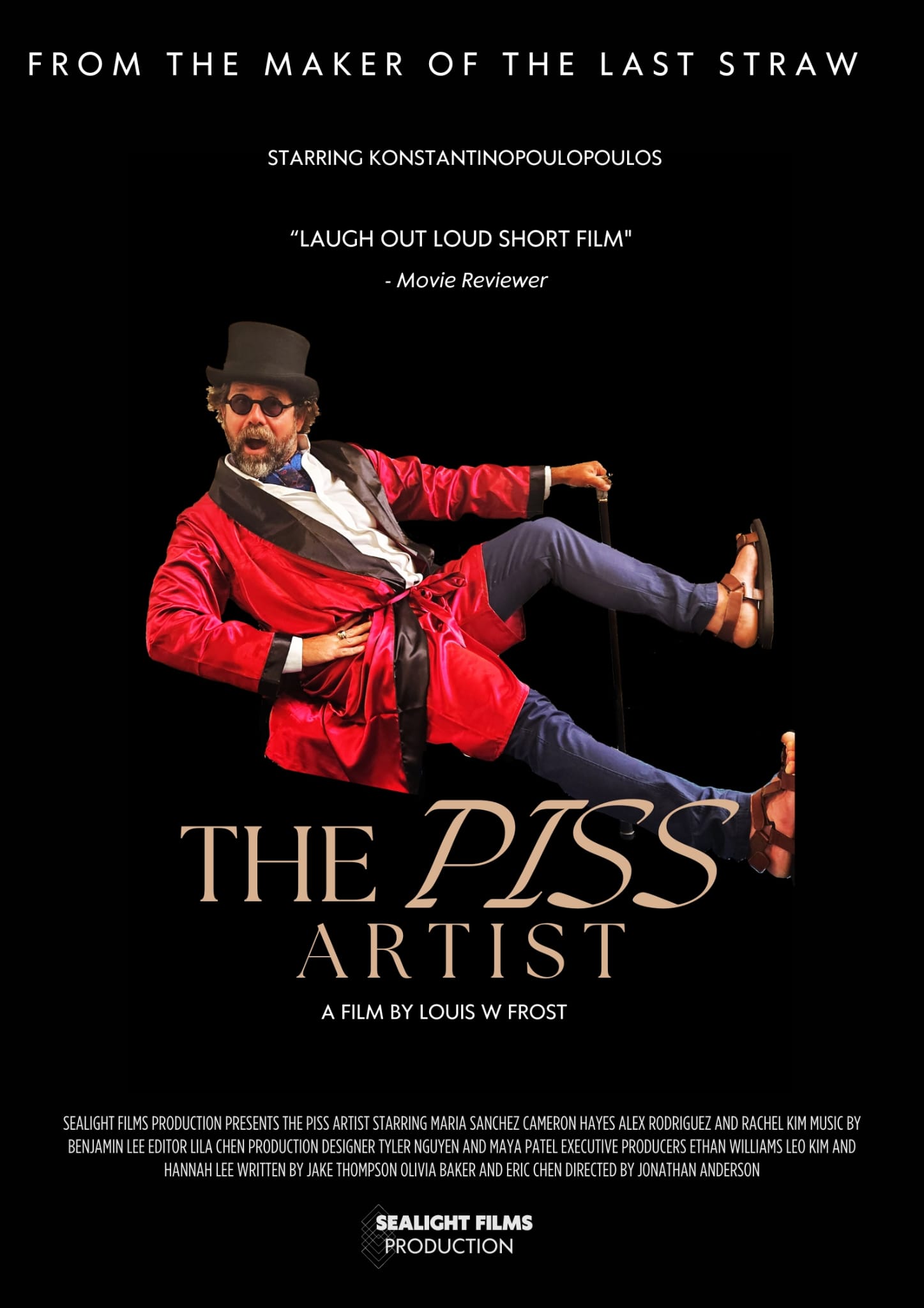 Poster for The Piss Artist, a 2025 Surreal short film, directed by Louis Frost, on The Short Film Show