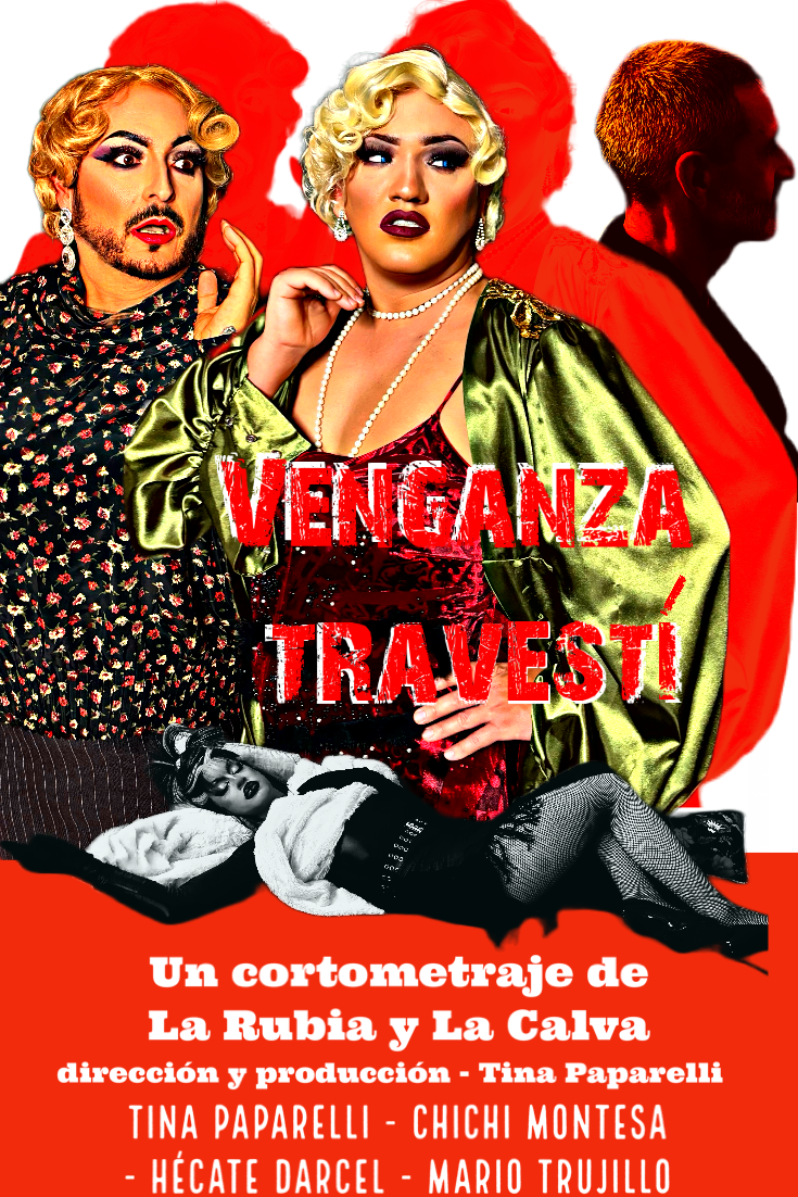 Poster for Transvestite revenge, a 2024 LGBTQ+ short film, directed by Tina Paparelli, on The Short Film Show
