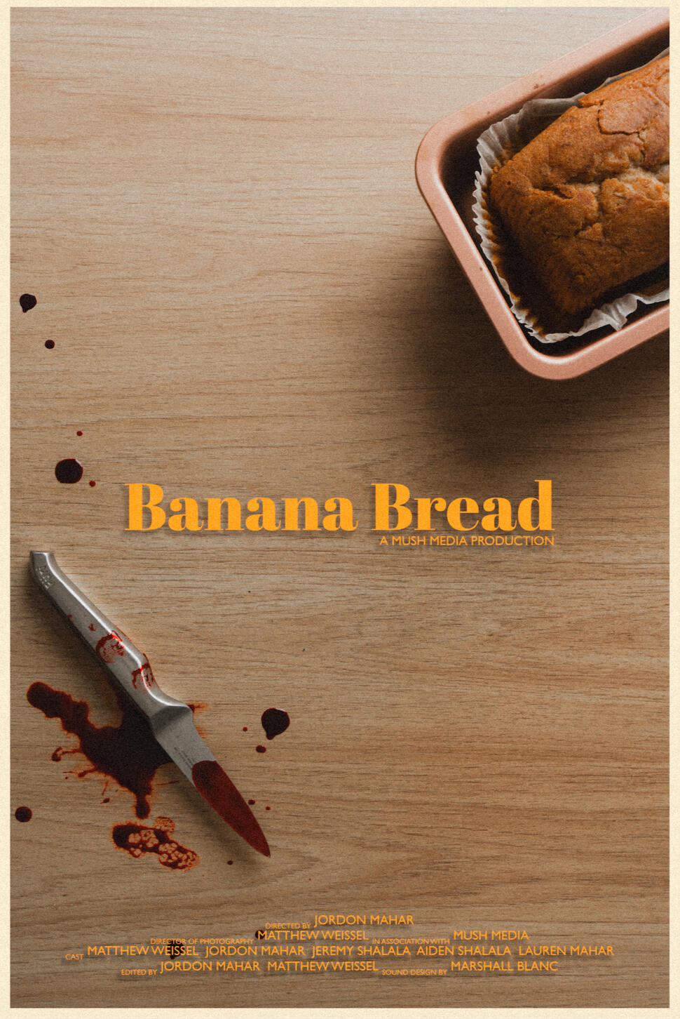 Poster for Banana Bread, a 2025 Thriller short film, directed by Jordon Mahar, on The Short Film Show