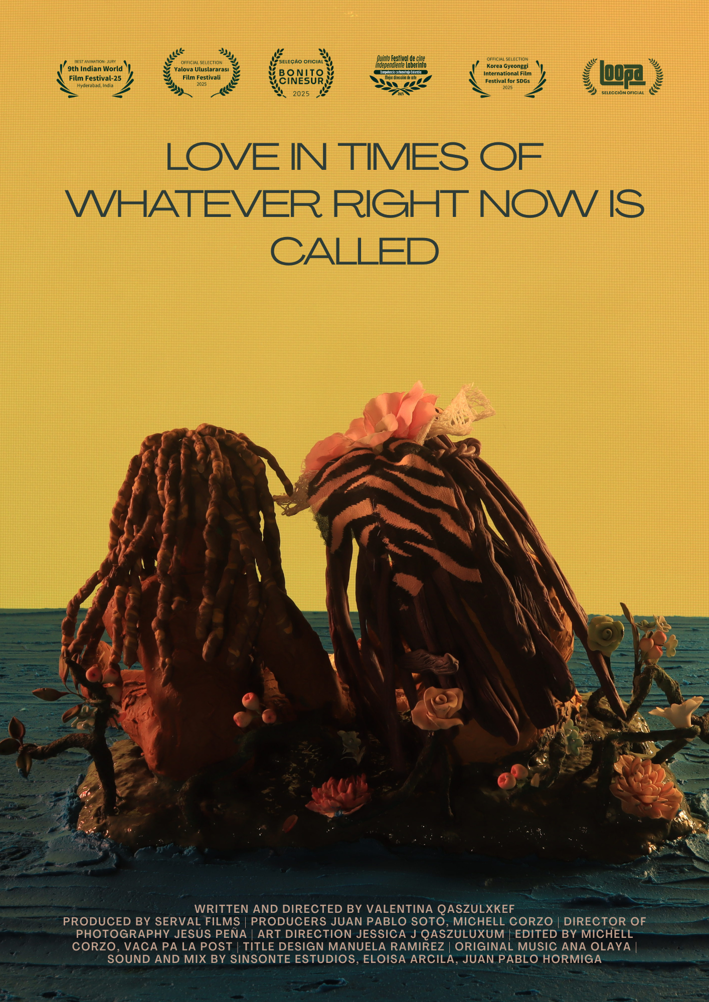 Poster for Love in Times of whatever right now is called, a 2025 Fantasy short film, directed by Valentina Qaszulxkef, on The Short Film Show