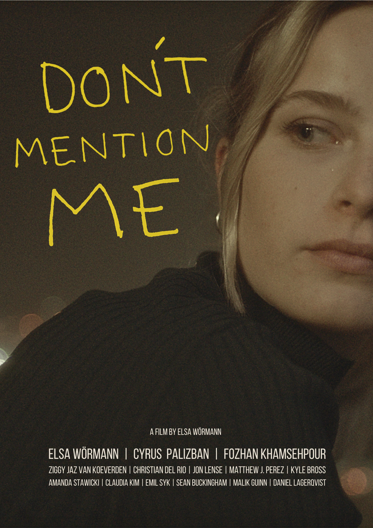 Poster for Don't Mention Me, a 2025 Romance short film, directed by Elsa Wörmann, on The Short Film Show
