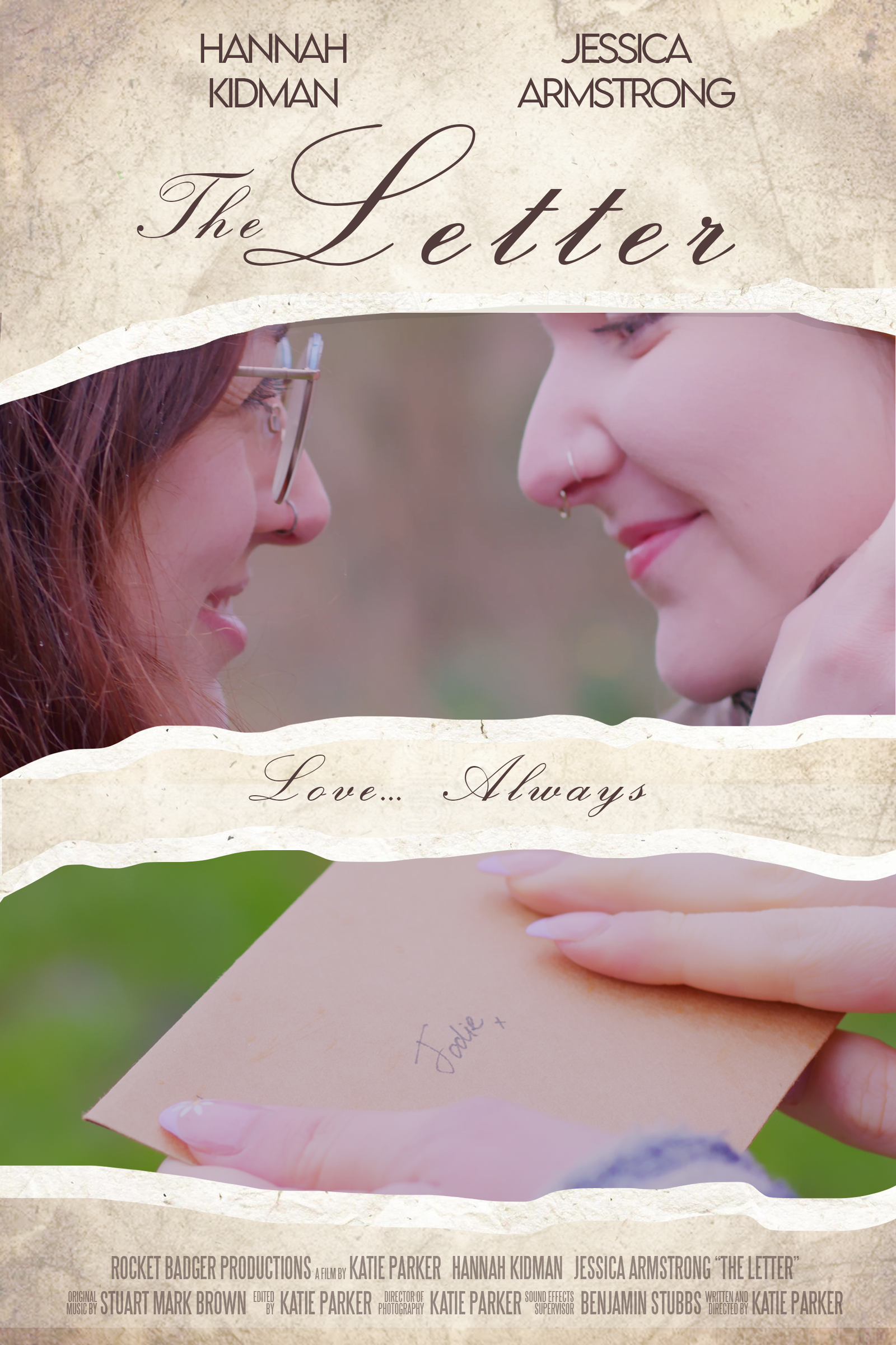 Poster for The Letter, a 2024 Romance short film, directed by Katie Parker, on The Short Film Show