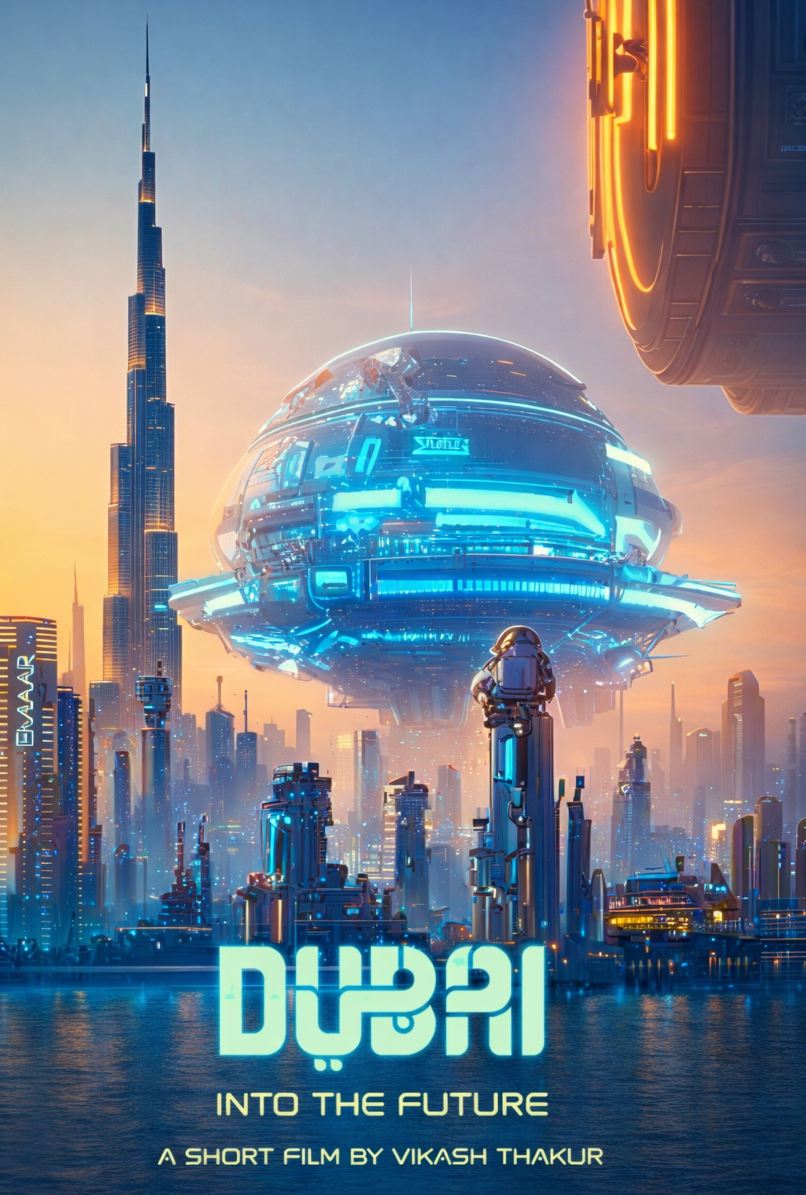 Poster for Dubai - Into the Future, a 2023 Documentary short film, directed by Vikash Thakur, on The Short Film Show