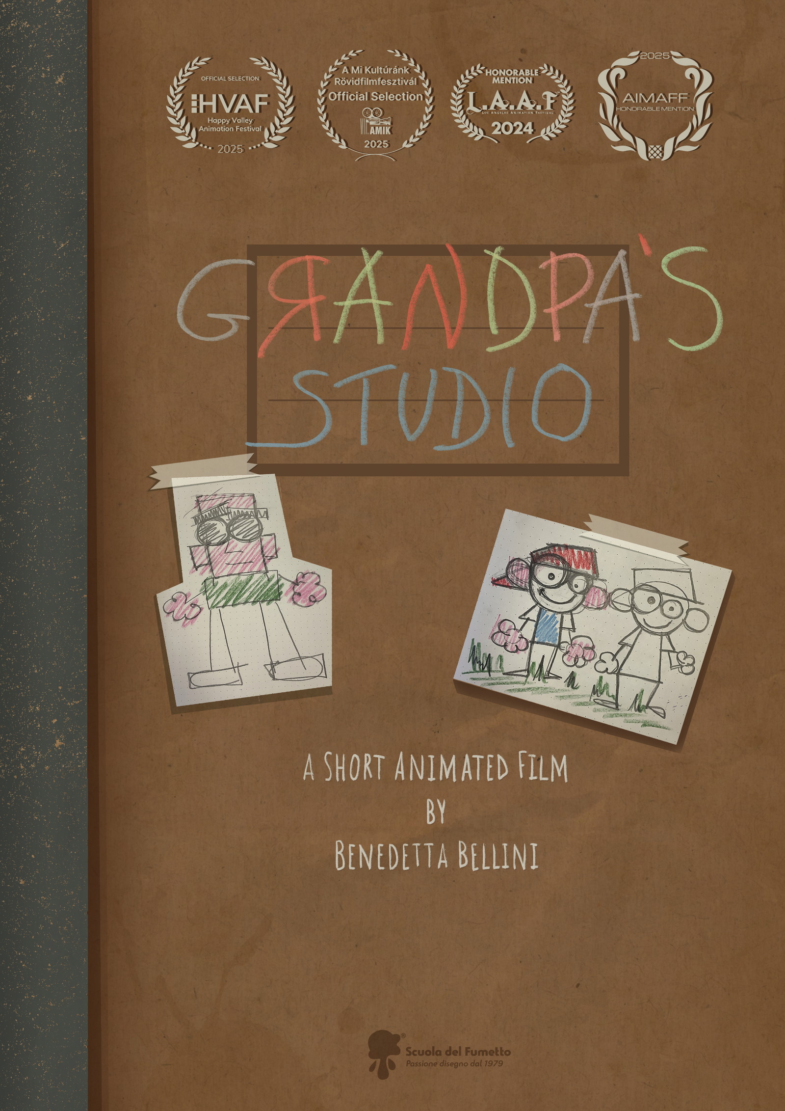 Poster for Grandpa's Studio, a 2024 Animation short film, directed by Benedetta Bellini, on The Short Film Show