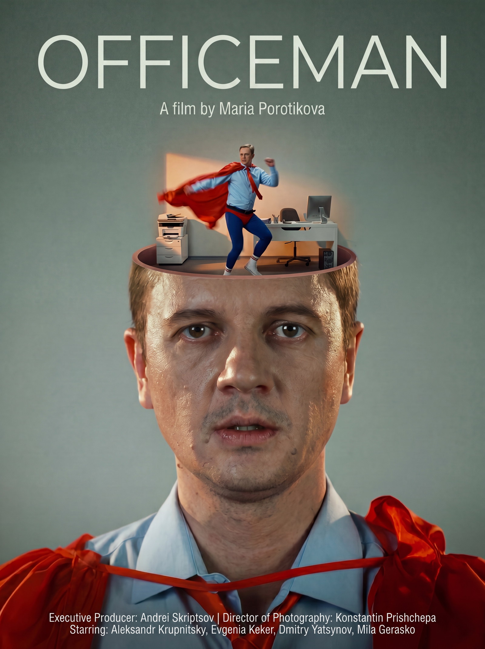 Poster for OFFICEMAN, a 2026 Comedy short film, directed by Maria Porotikova, on The Short Film Show