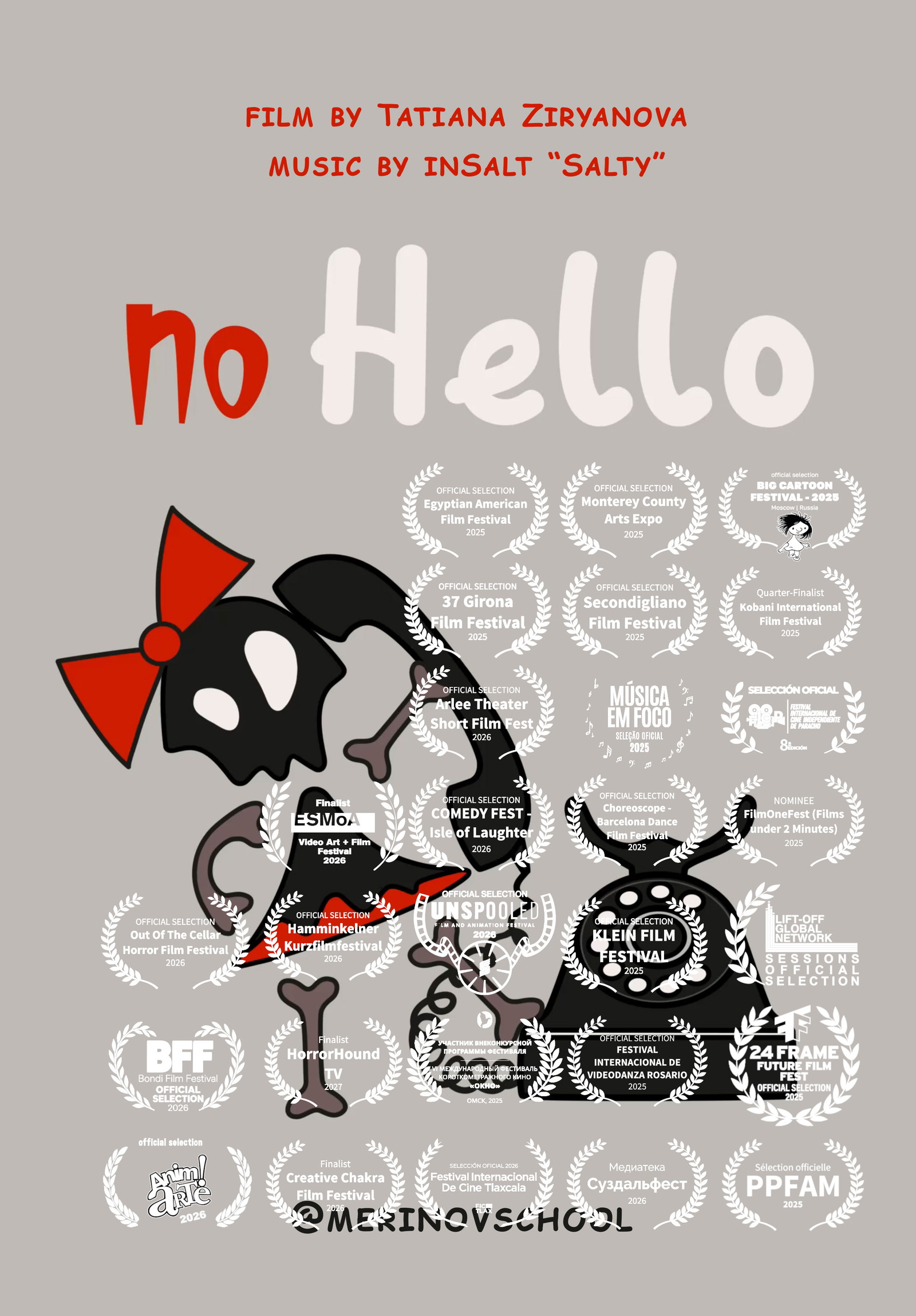 Poster for no Hello, a 2024 Animation short film, directed by Tatiana Ziryanova, on The Short Film Show
